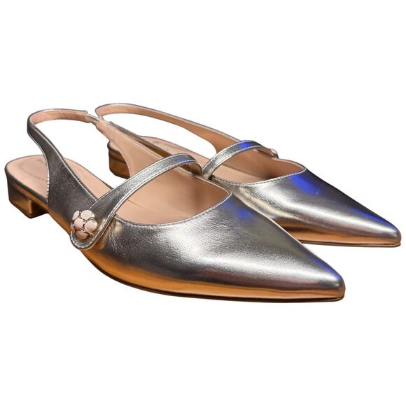 BANDOLINO Aubriana Women's 10M Gold Slingback Flats Pointed Toe Flower Ornament - Picture 7 of 10